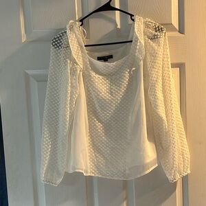 Banana Republic White Embellished Ruffled Blouse